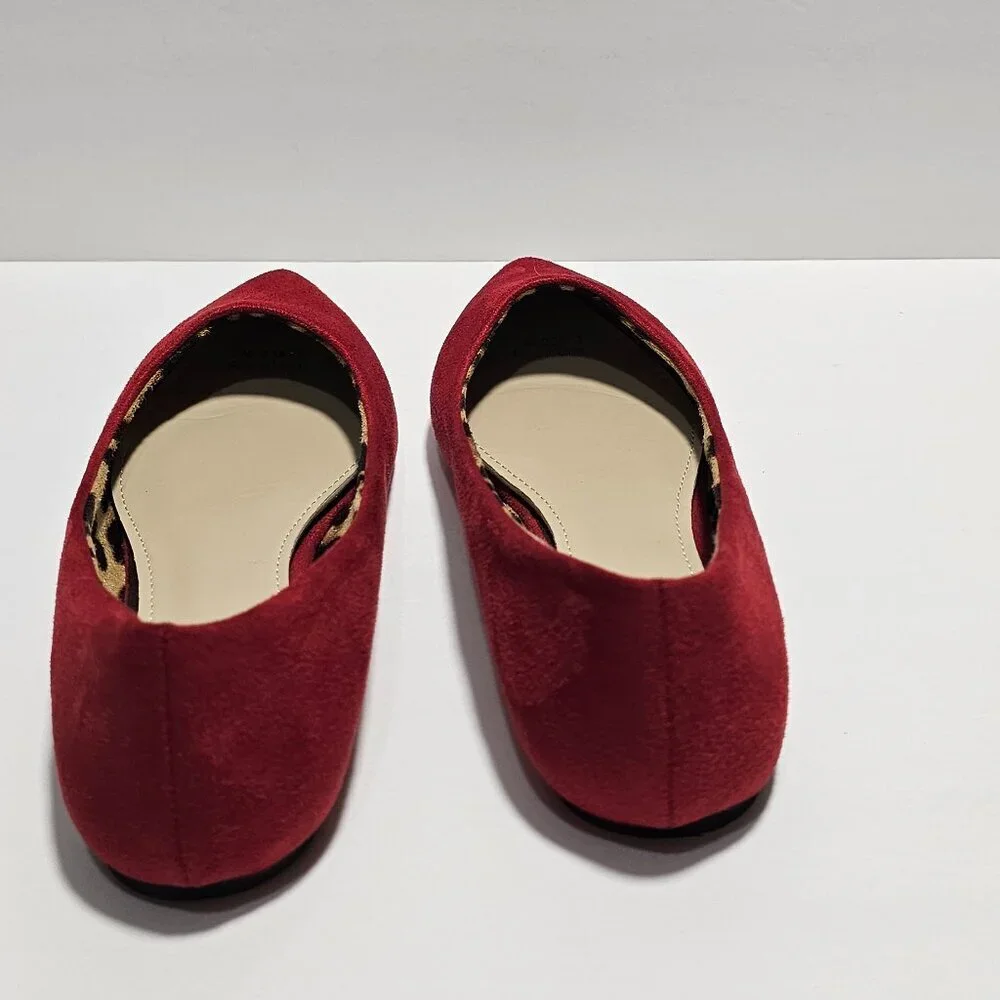 Ollio Red Faux Suede Slip On Flats - Picture 4 of 6